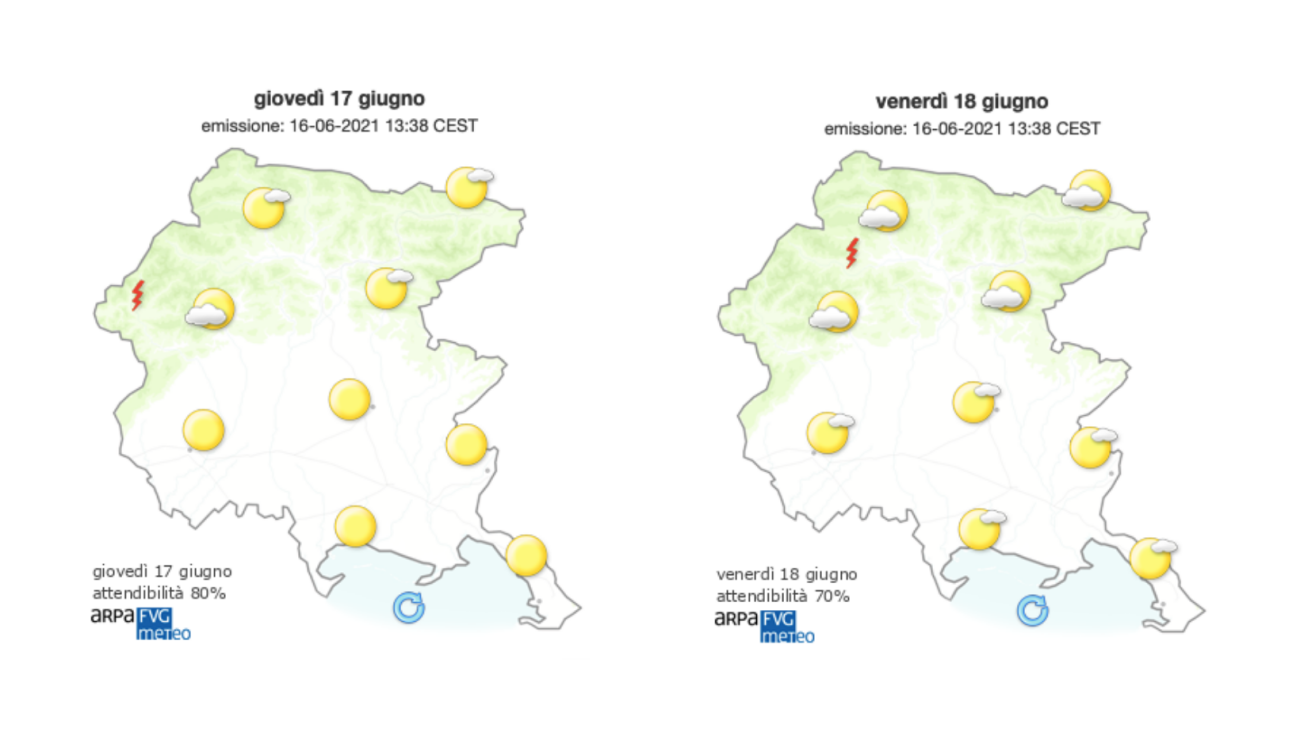 Immagine per Caldo e venti di brezza sul Goriziano, rimane il beltempo anche nel weekend